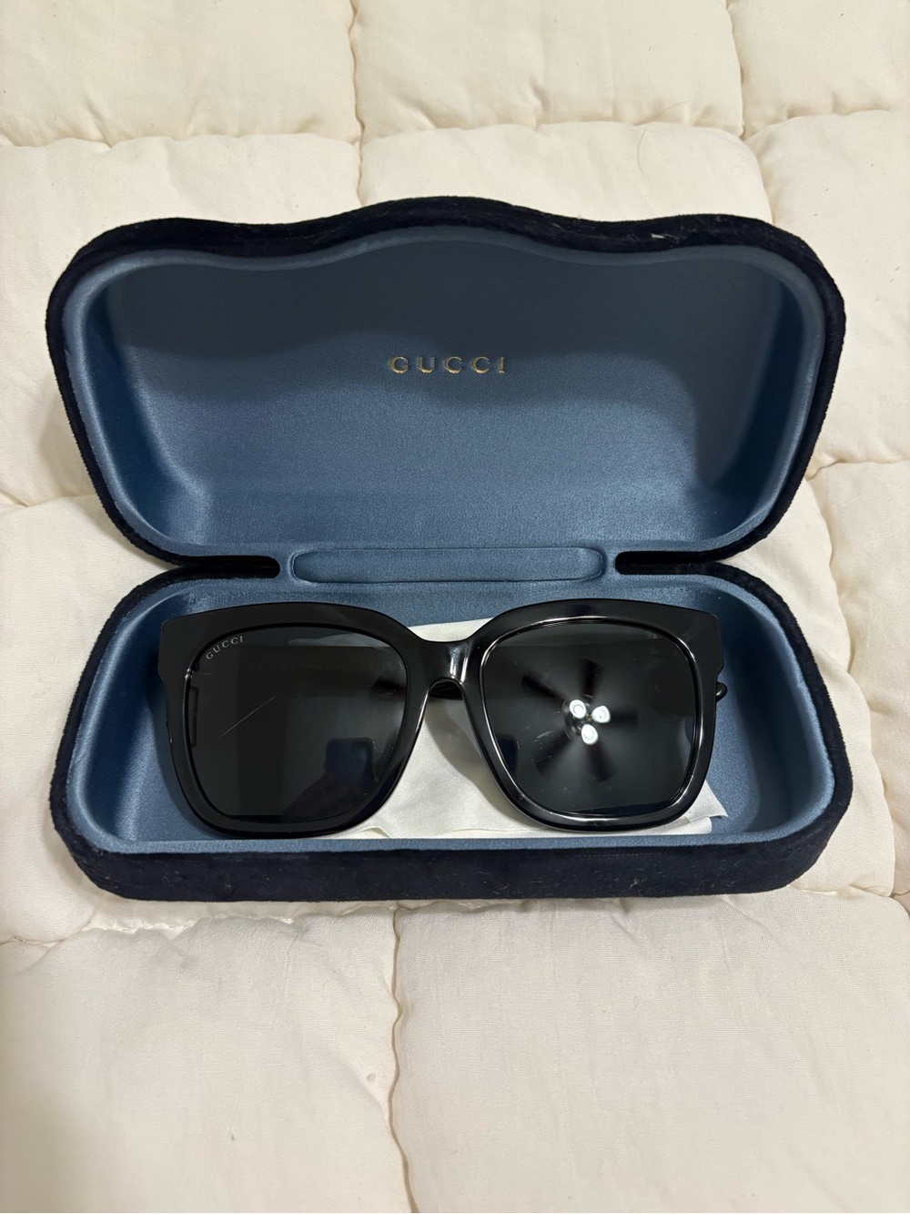 Gucci Black Square Women’s Sunglasses with Dark Lenses